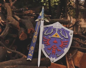Ręcznie robiony miecz Zelda z tarczą, repliki mieczy, miecz z pochwą, najlepszy prezent ślubny, prezent dla ojca, prezenty rocznicowe, prezent dla mężczyzny