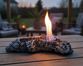 Caminetto a bioetanolo da tavolo, braciere in cemento con ceppi, decorazione per patio esterno, mini caminetto portatile, regalo per l'inaugurazione della casa