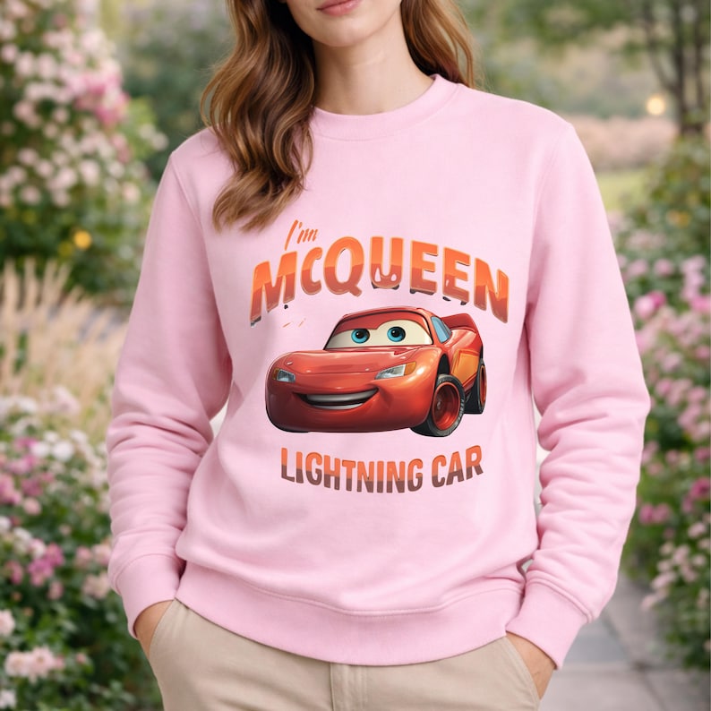 Lightning McQueen sweatshirt Her Lightning McQueen Valentines Day Couple T-Shirt McQueen image 1