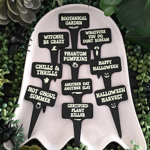 Etiquetas clásicas para macetas de Halloween (paquete de 5 o 10)