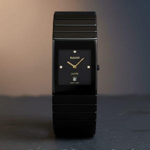 Luksusowy, minimalistyczny, czarny ceramiczny zegarek | Elegancki, prostokątny design dla niego i dla niej | Prezent na rocznicę