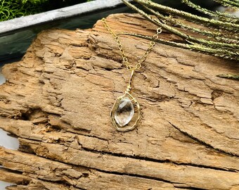 ALICIA Prasiolite Freeform Gold Filled Necklace - Eco Friendly Hammered Jewelry