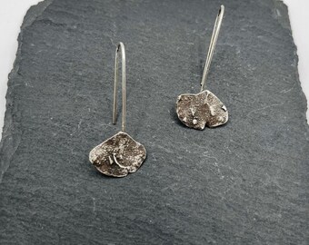 REINA Reticulated Oxidized Gingko Leaf Threaders - Recycled Sterling Silver Jewelry