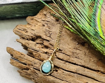 ALICIA Amazonite Freeform Gold Filled Necklace - Eco Friendly Hammered Jewelry