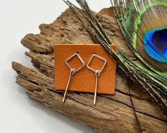 VERA Square Chime Studs - Recycled Sterling Silver and 14K Gold Filled Boho Jewelry