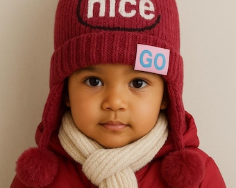 Gorro de bebé tejido a mano en lana, forrado con sherpa, comercio justo