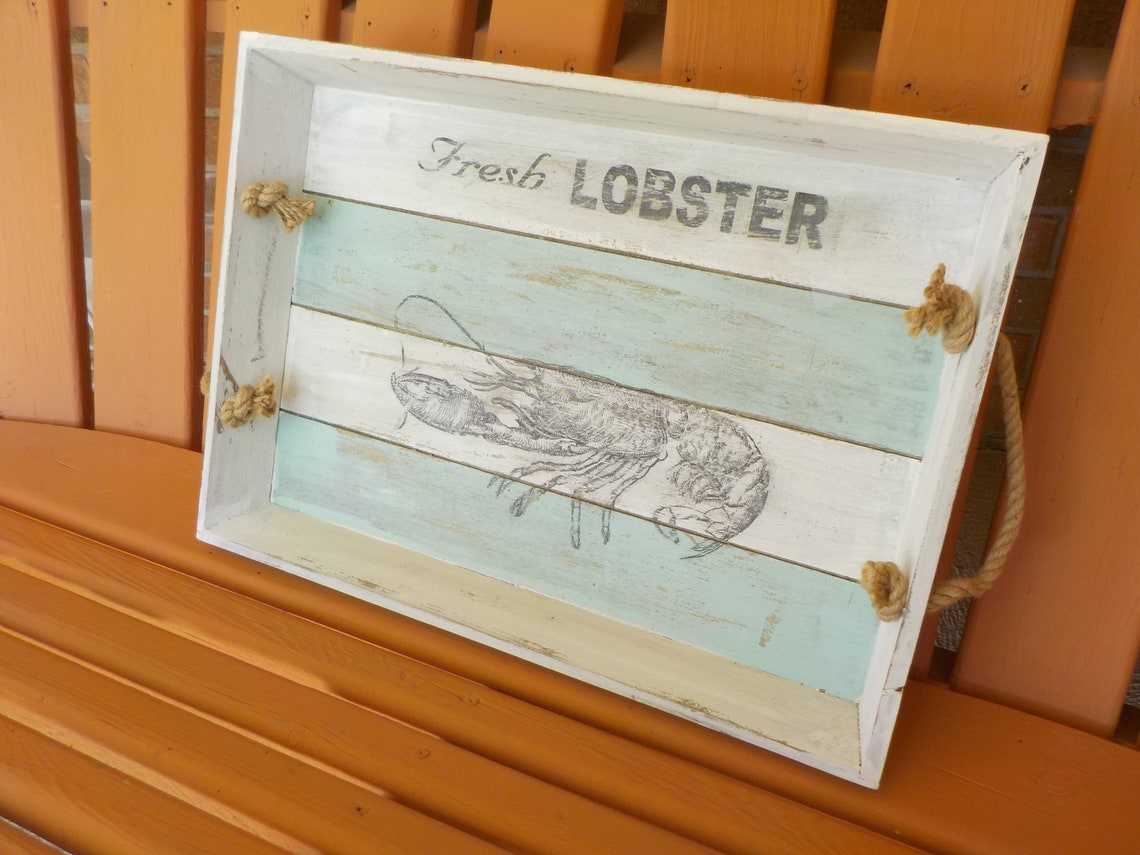 Rustic Wood Tray, Distressed Wood Crate Tray, Rustic Wood Serving Tray