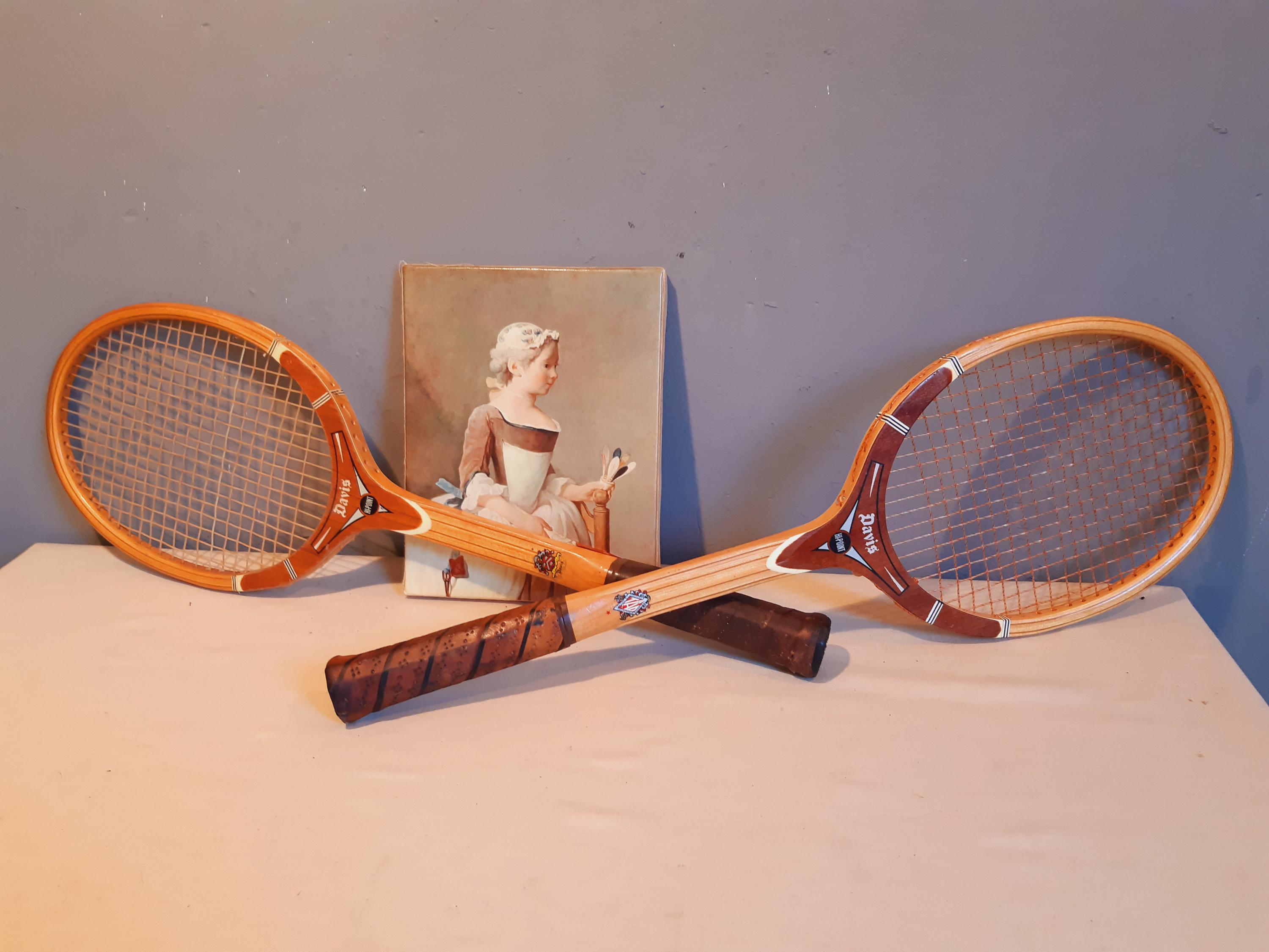 Raquette De Tennis Vintage Spalding 'Coupe Davis' - Bois Des Années 70 - Avec Cordage - Occasion