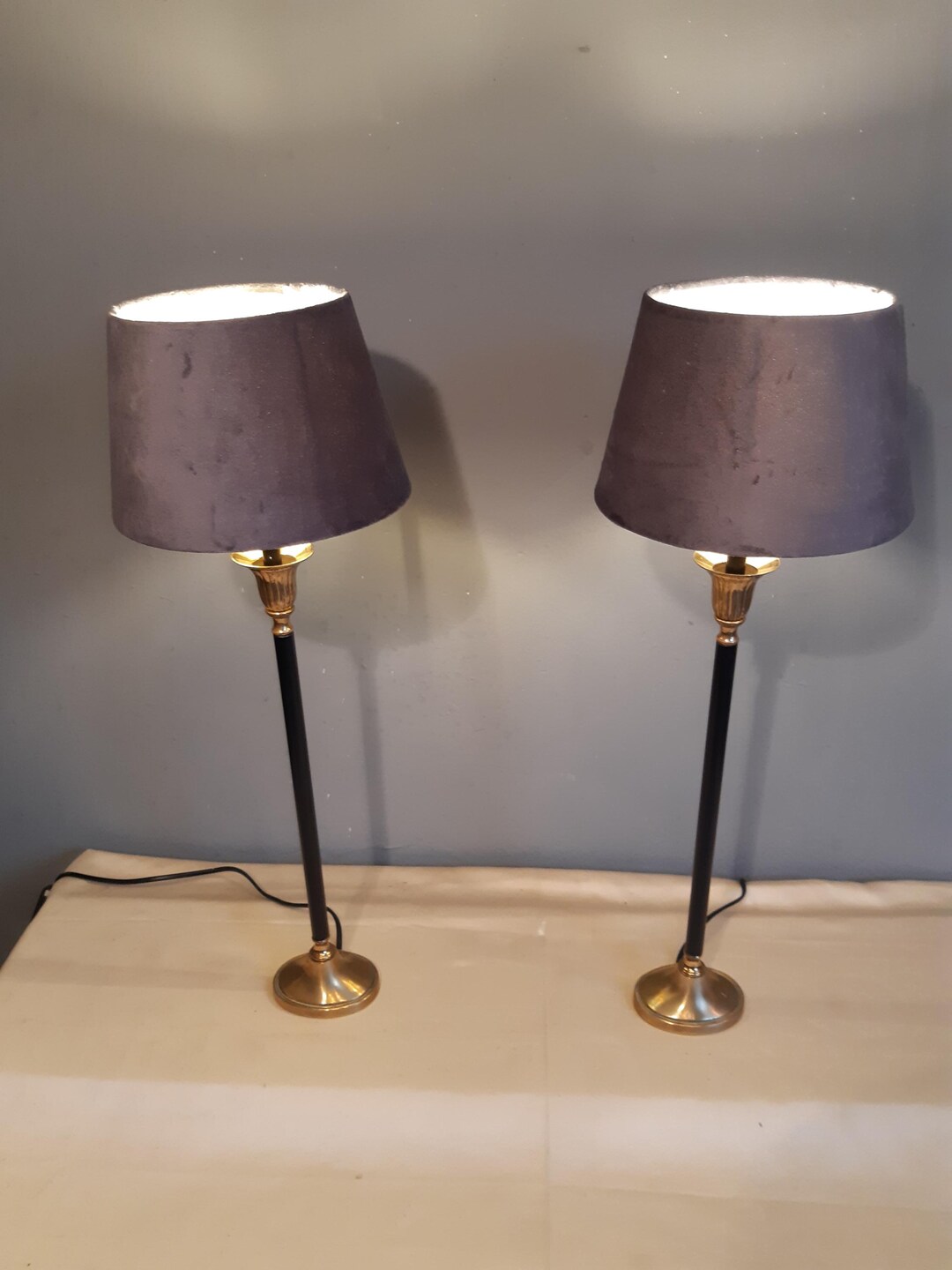 Set of Table Lamps With Fabric Shades - Etsy