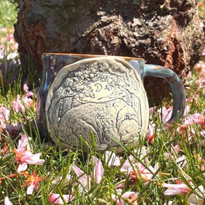 Björnmugg, 280-350 ml handgjord keramikmugg med djurmotiv, nyckfull present