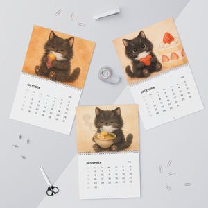 Kawaii Black Cat Sushi Wall Calendar 2026 image 7