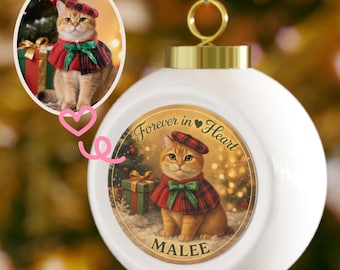 Für immer im Herzen Katzen-Memorial Weihnachtsball Ornament | Personalisierte Haustier Ornament