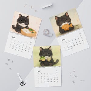 Kawaii Black Cat Sushi Wall Calendar 2026 image 5