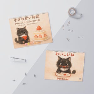 Kawaii Black Cat Sushi Wall Calendar 2026 image 3
