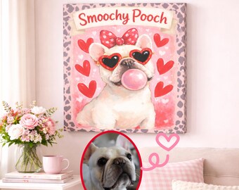 Smoochy Hündchen Französische Bulldogge Leinwand Personalisiertes Haustier Porträt