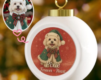 Personalisierte Haustier Sympathie Ornament | Erinnerungsornament | Vintage 1950er Jahre Portrait Weihnachtsandenken