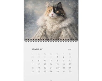 Renaissance Royal Cat Portrait Kalender 2026 | Personalisierter Wandkalender