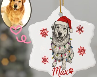 Goldener Max Hund mit rotem Hut-Keramik-Verzierung | Personalisierte Haustier Andenken