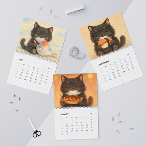 Kawaii Black Cat Sushi Wall Calendar 2026 image 6