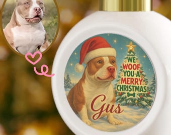 Personalized Pit Bull Christmas Ornament | Dog Santa Holiday Ball