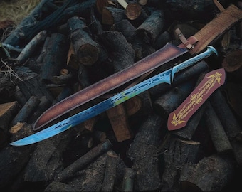 Thranduil Sword Replica - Elven King Long Sword - Handmade Stainless Steel Fantasy Blade with Scabbard - Groomsmen Gift, Birthday Gift Dad