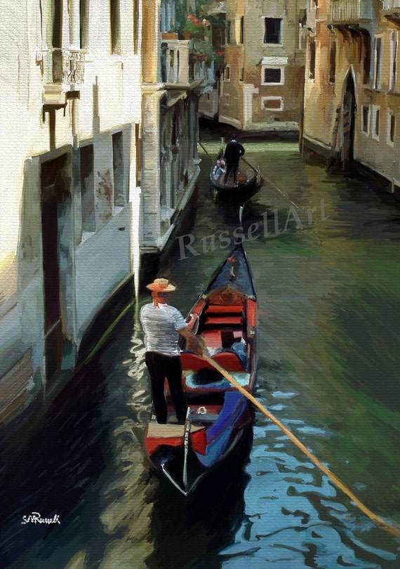 Reflections of Venice A4 A3 A2 ltd ed print of Venice Italy painting RussellArt