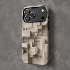 Stone Print iPhone Case, Neutral Texture Effect Case, Minimal Organic Pattern, Aesthetic iPhone Cover, Modern Calm Design Travertine Blocks