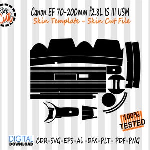 Canon Ef 70 200mm f2.8L Is III Usm Skin Vector Template Skin Canon Ef 70 200mm f2.8L IS III Usm Skin Cut File – Svg, Eps, Ai, Cdr, Dx