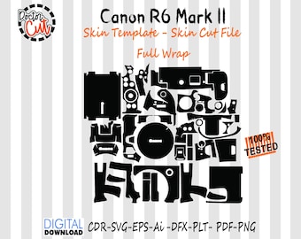 Plantilla de piel para Canon R6 Mark II, vector, troqueles de piel, diseño de piel, archivo de troqueles de piel, piel SVG, Cricut, Silhouette, archivo de corte de piel para Canon R6 Mark II
