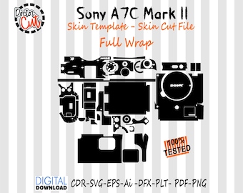 Sony A7C Mark 2 skin template vector skin layout skin die cuts file svg skin Cricut Silhouette Sony A7C Mark ii skin cut file