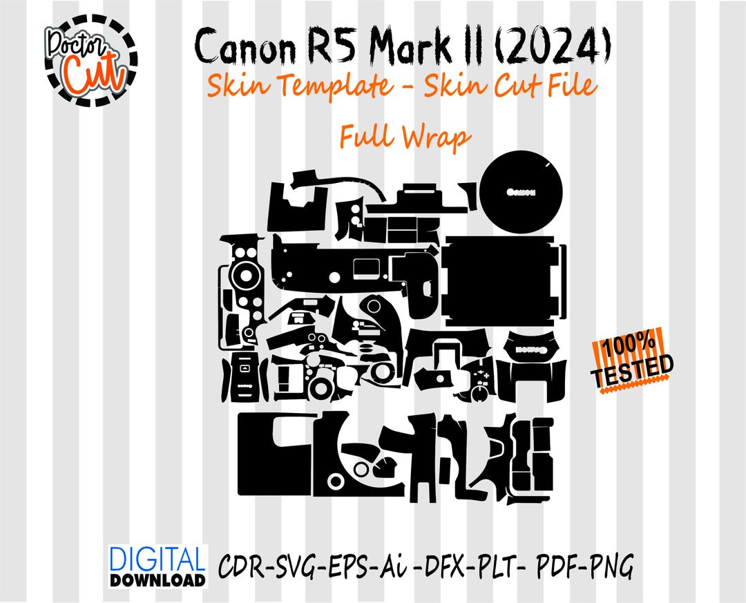 Png R5 Vector Canon R5 Mark 2 Canon R5ii Skin Template Vector Skin Cutting File ...