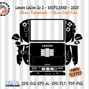Lenovo Legion Go 2 - 8ASP2 83N0 (2025) Skin Vector Template Skin Layout Die Cut File per Cricut e Silhouette - Svg, Eps, AI, CDR, DXF