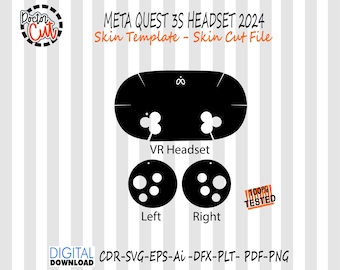 meta quest 3s headset 2024 skin vector template skin layout skin die cuts file svg skin Cricut Silhouette meta quest 3s skin cut file
