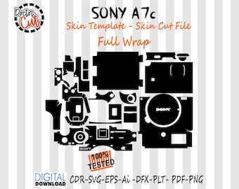Sony A7c skin template vector skin layout skin die cuts file svg skin Cricut Silhouette Sony A7c skin cut file