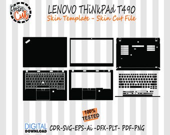 lenovo thinkpad t490 Skin template vector file skin die cut layout lenovo thinkpad t490 SKin cut file