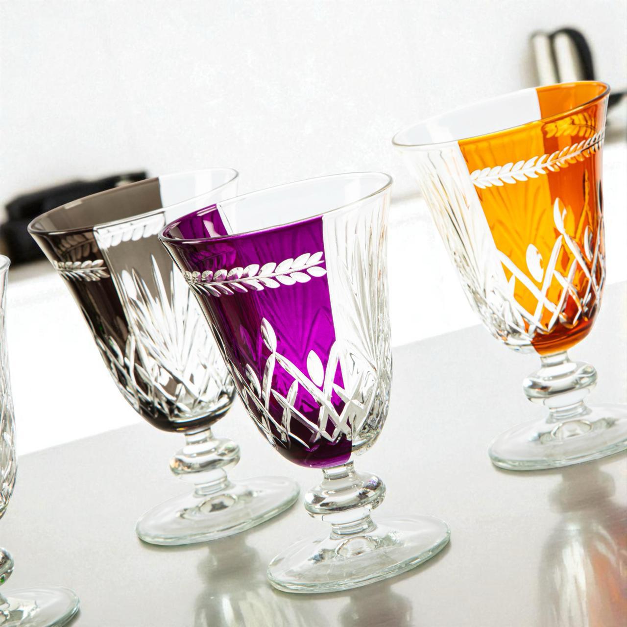 ボヘミアクリスタルカラーワイングラス 6個セット - Etsy 日本