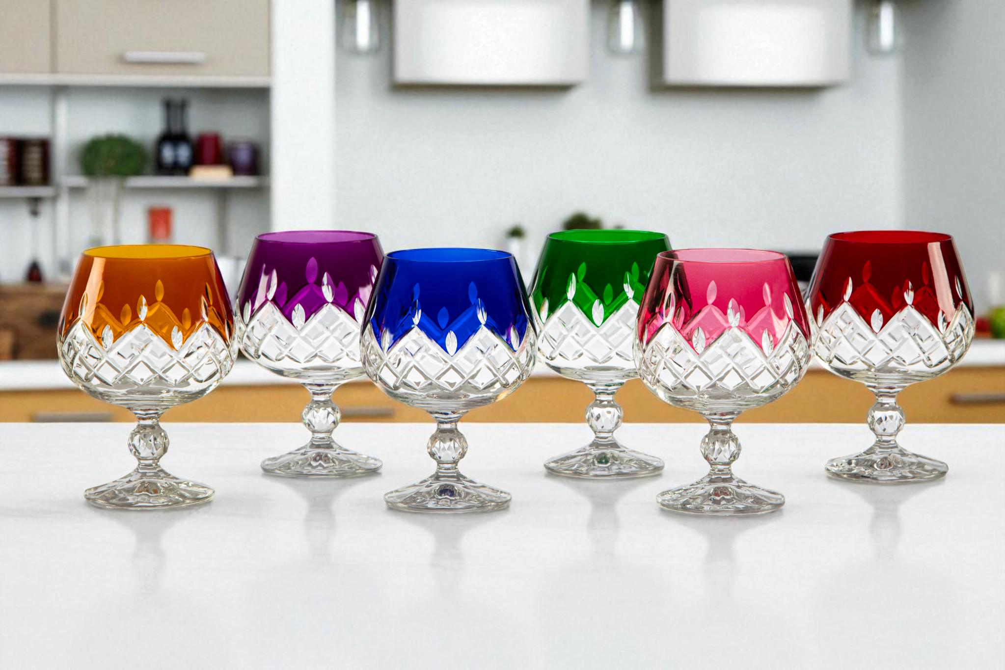 ボヘミアクリスタルカラーワイングラス 6個セット - Etsy 日本