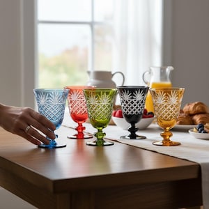 Bohemia Crystal Colored Wine Glasses – 6-Piece Goblet Set