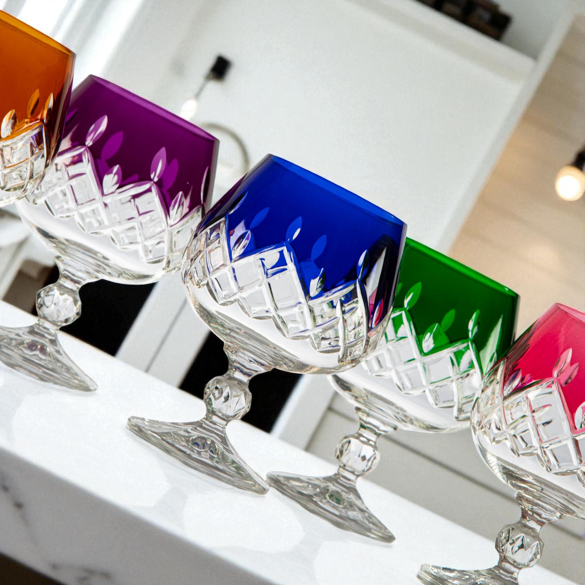 ボヘミアクリスタルカラーワイングラス 6個セット - Etsy 日本