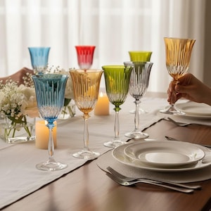 Bohemia Crystal vinglas: gulddetaljer, färgad fot - set med 6 delar