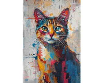 Buntes abstraktes Katzen Puzzle | Künstlerische Laubsäge