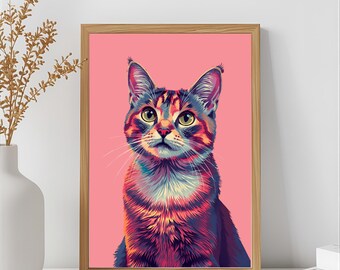 Farbenfroher Pop Art Kunstdruck: Modernes Haustierportrait (Digitaler Download)