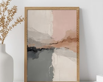 Boho Abstrakte Kunst Druck: Neutral Beige, Blush, Grau (Digitaler Download)