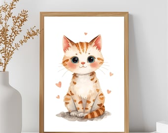 Pastell Kätzchen Druck | Kinderzimmer Wandbild (Digitaler Download)