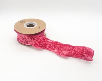 2" Crushed Velvet Wired Ribbon - Pink Punch
