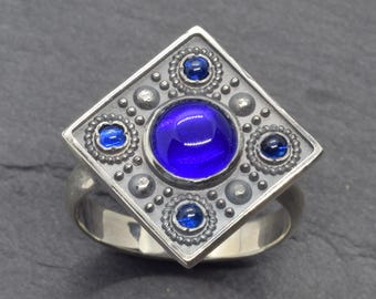 Ancient Greek Byzantine Sapphire Ring, Medieval Etruscan Jewelry