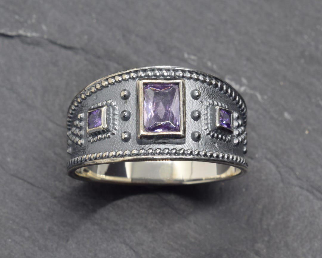 Byzantine Style Amethyst Ring With Baguette & Princess Cuts - Etsy