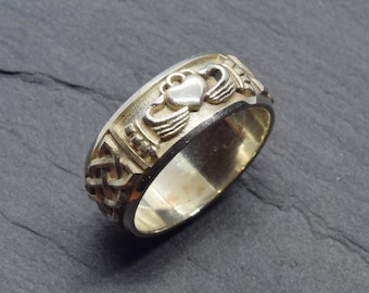 Anillo de nudo celta de Claddagh, joyería de boda irlandesa