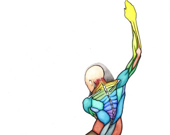 Surrealist Human Anatomy Watercolor Art Print – Signed COA
