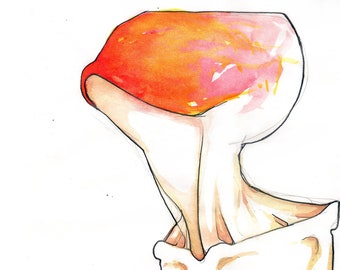 Abstract Female Figure Watercolor – Signed Art Print, NYC Artist